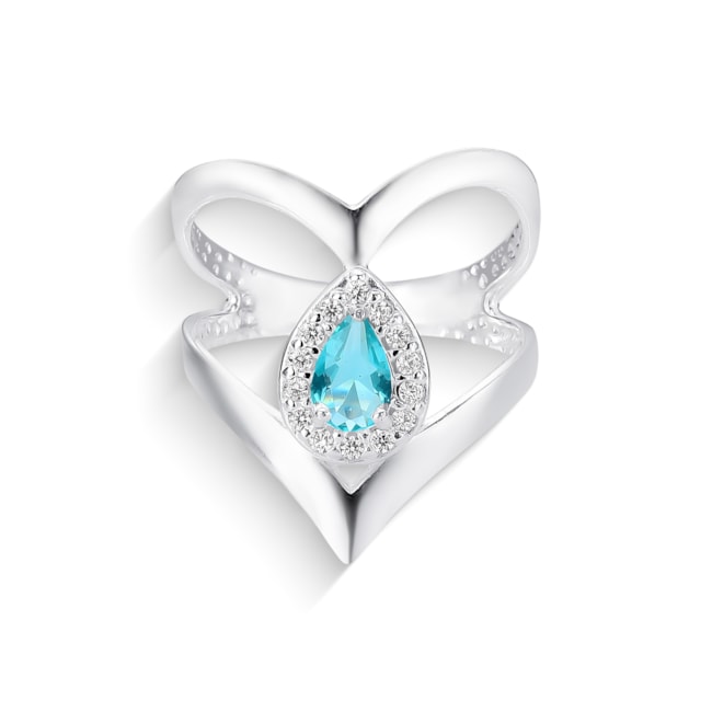 Anel em V Duplo com Gota Turmalina da Paraíba Cravejada com Zircônias