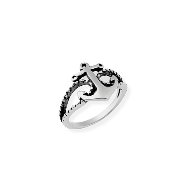 Anel Envelhecido Aro Trabalhado com Âncora