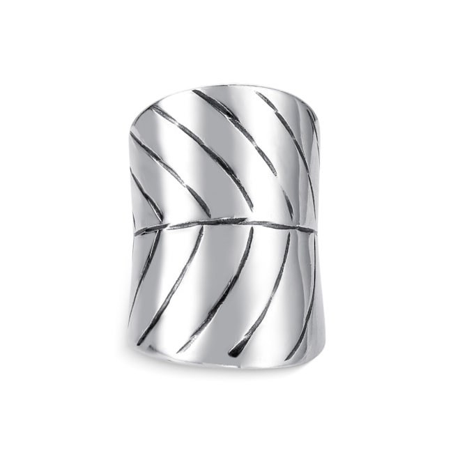 Anel Envelhecido Boho Aro Largo Formato de Folha