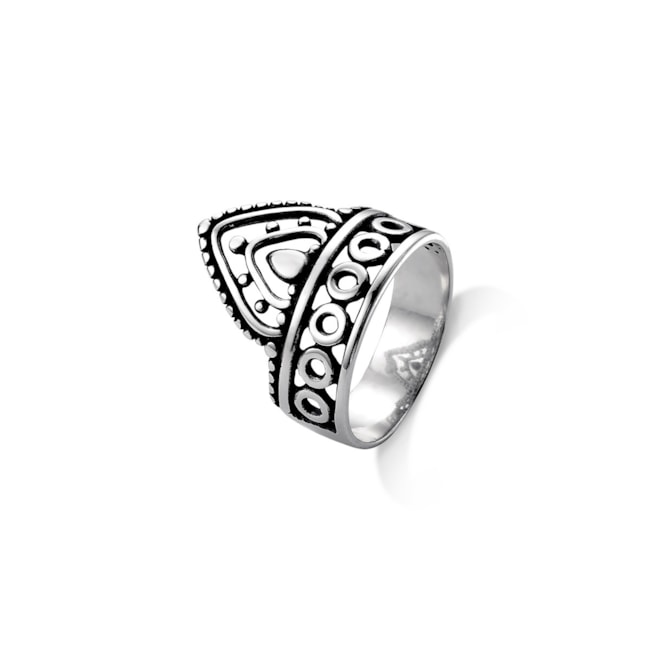 Anel Envelhecido Boho com Meia Gota e Arabescos 