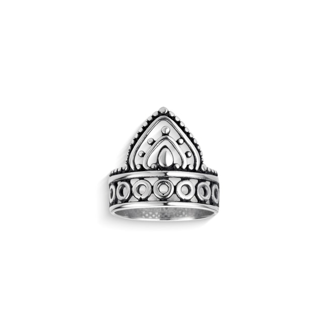 Anel Envelhecido Boho com Meia Gota e Arabescos 