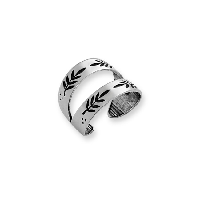 Anel Envelhecido com Folhas Ajustável 