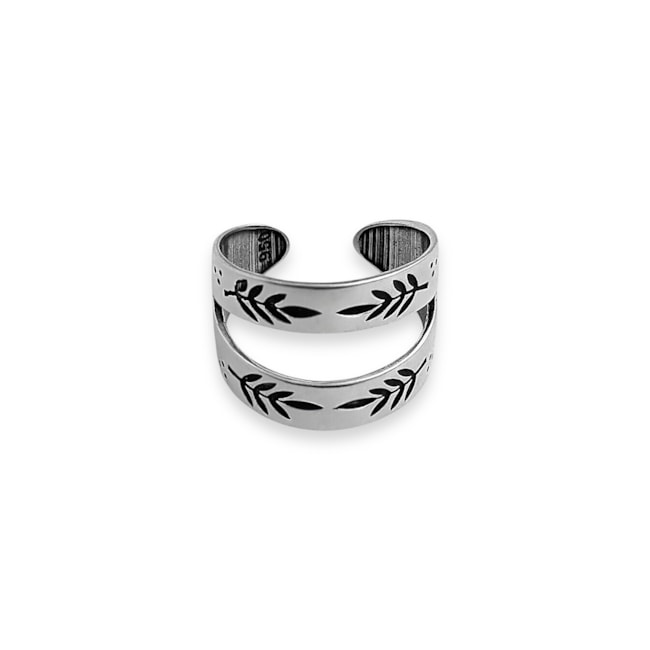 Anel Envelhecido com Folhas Ajustável 