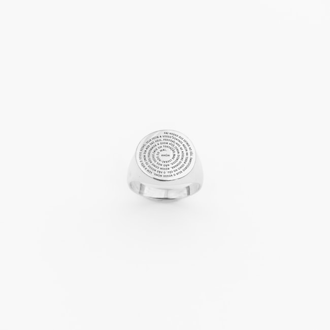 Anel Estilo Sinete Redondo com Oração do Pai Nosso