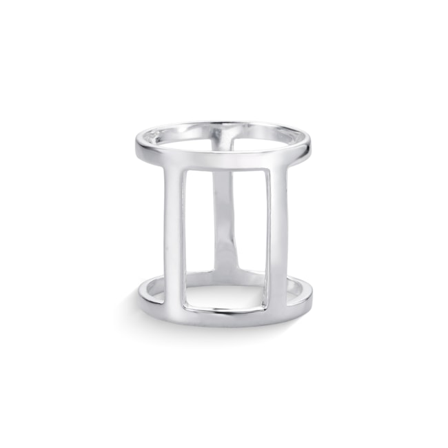 Anel Geométrico Duplo Aro Vazado