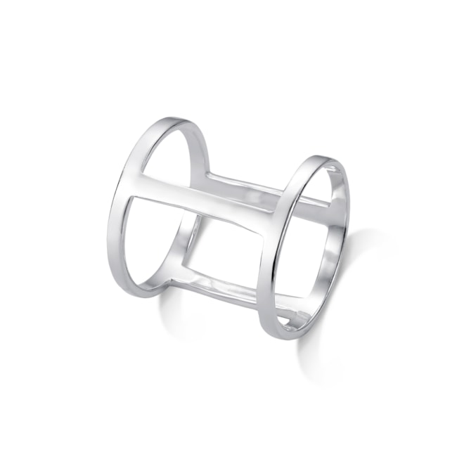 Anel Geométrico Duplo Aro Vazado