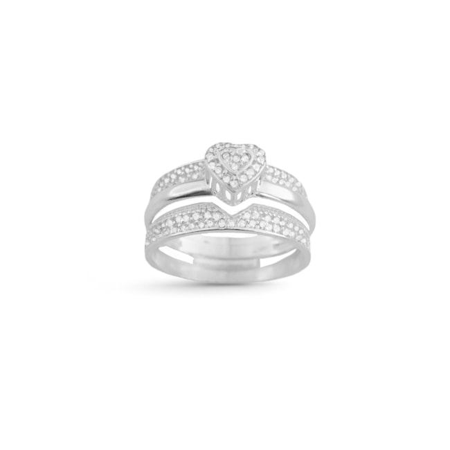 Anel Interligado de Coração Cravejado com Zircônias
