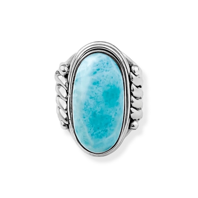 Anel Oval com Pedra Larimar