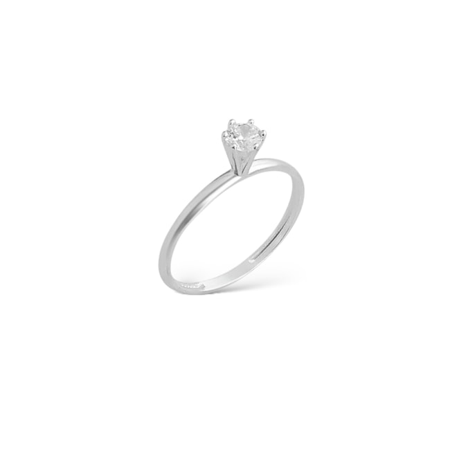 Anel Solitário Aro Fino de Zircônia Cristal 