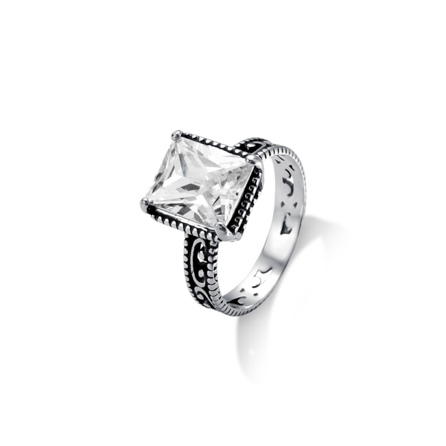 Anel Solitário com Arabescos do Lado 