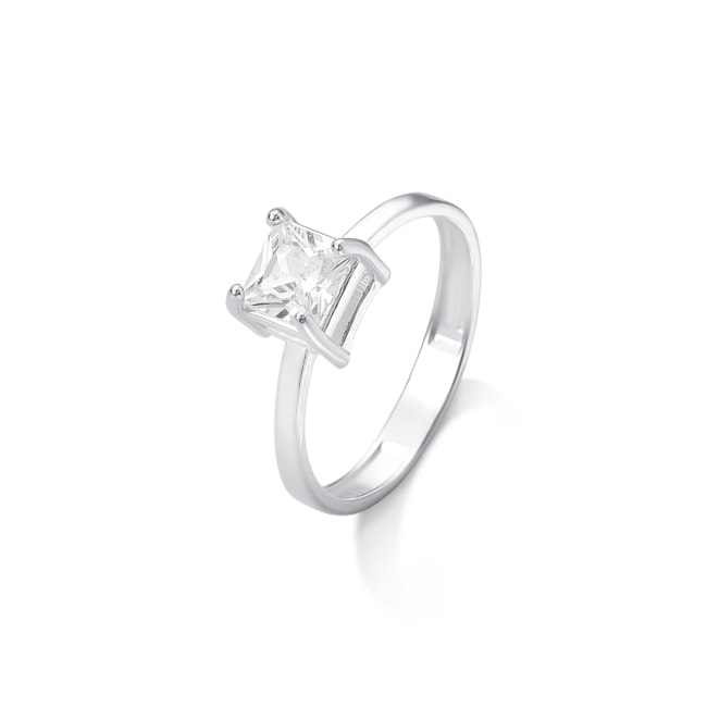 Anel Solitário com Zircônia Cristal Quadrada