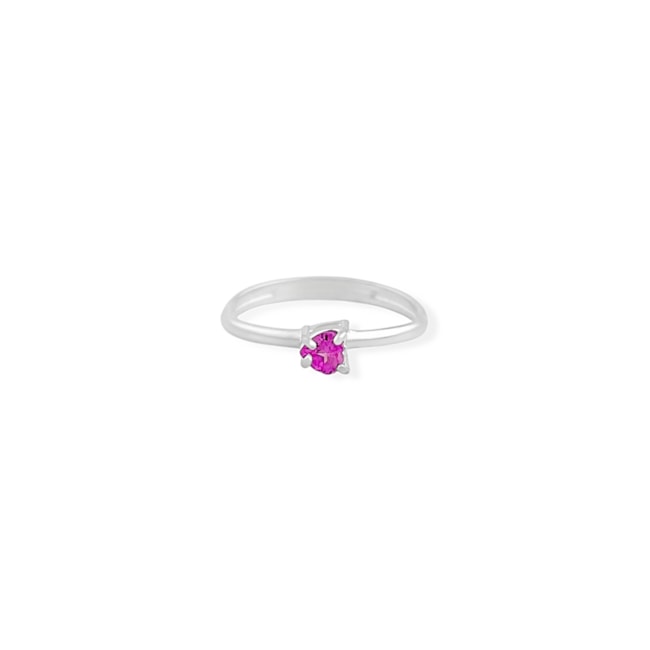 Anel Solitário com Zircônia de Coração Rubi Rose