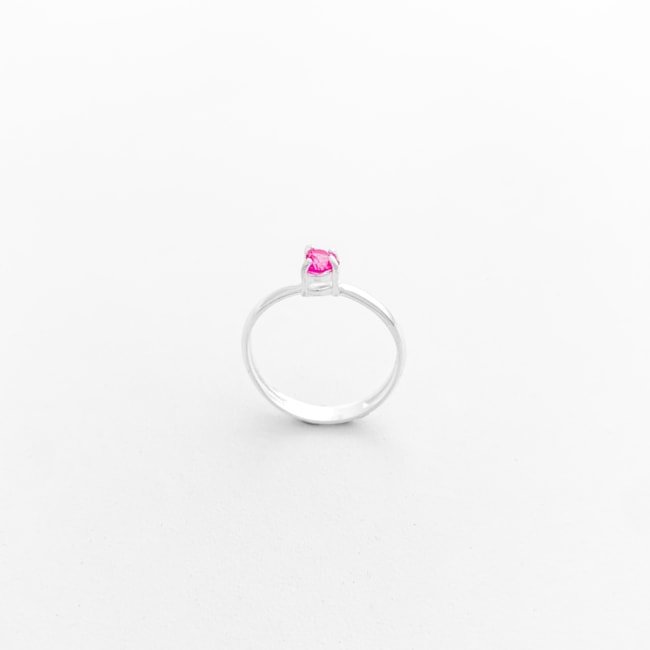 Anel Solitário com Zircônia de Coração Rubi Rose