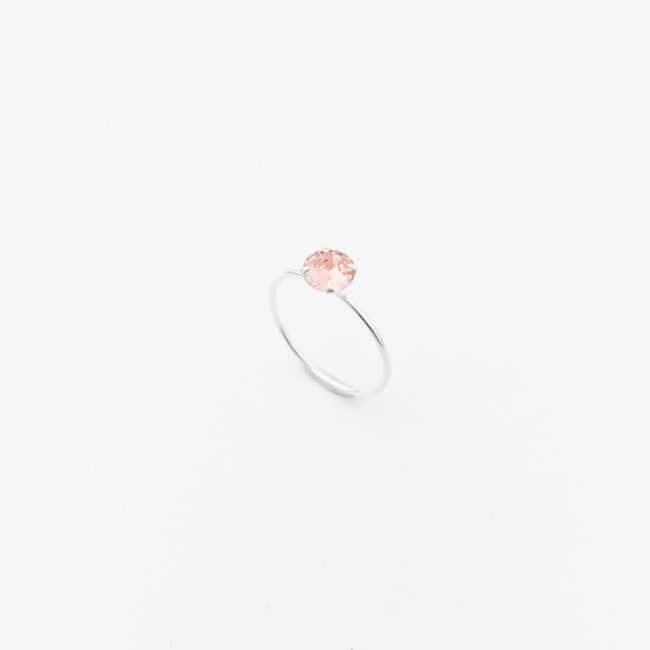 Anel Solitário com Zircônia Rosa