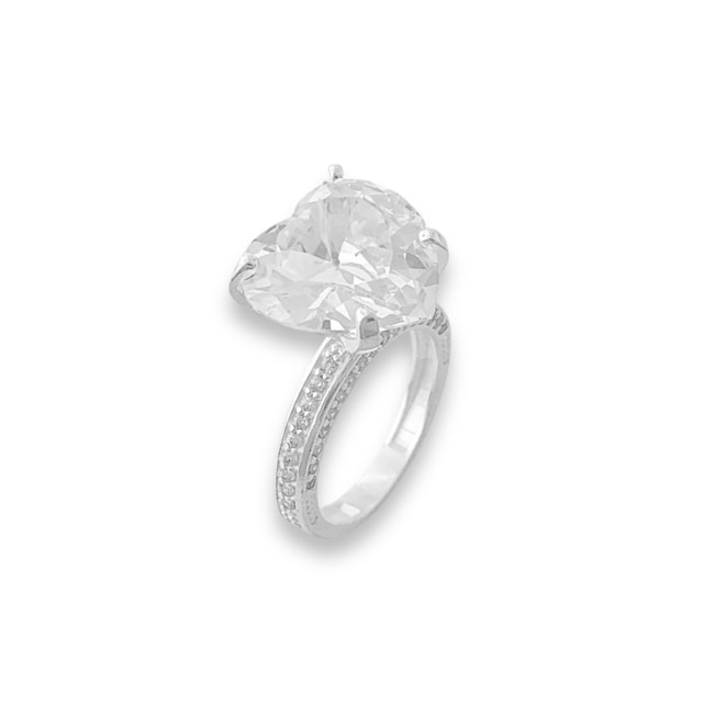 Anel Solitário com Zircônias Brancas