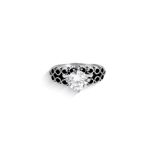 Produto Anel Solitário Envelhecido com Zircônia Cristal e Aro Trabalhado
