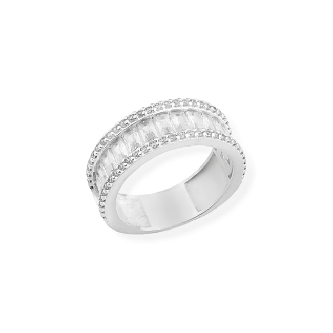 Anel Trabalhado Cravejado com Zircônia Cristal 