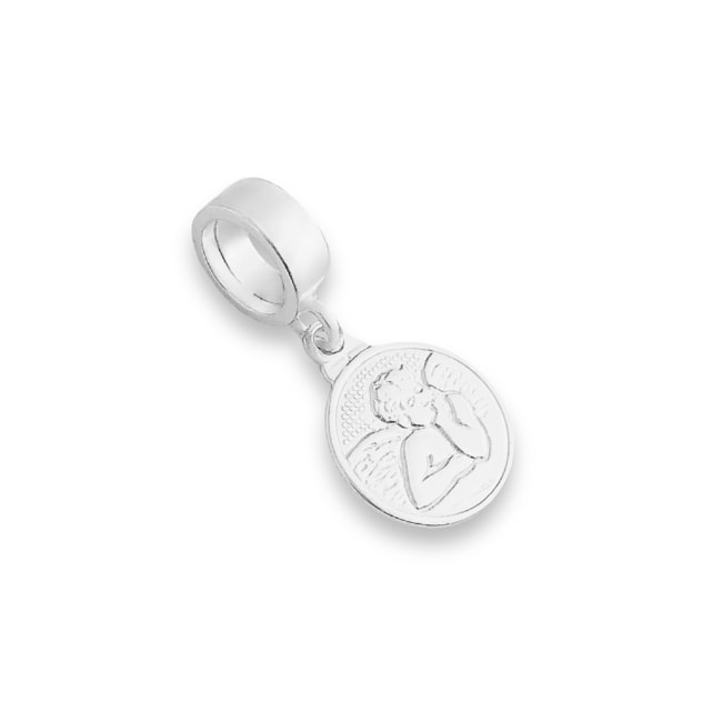 Berloque Branco Medalha de Anjo da Guarda