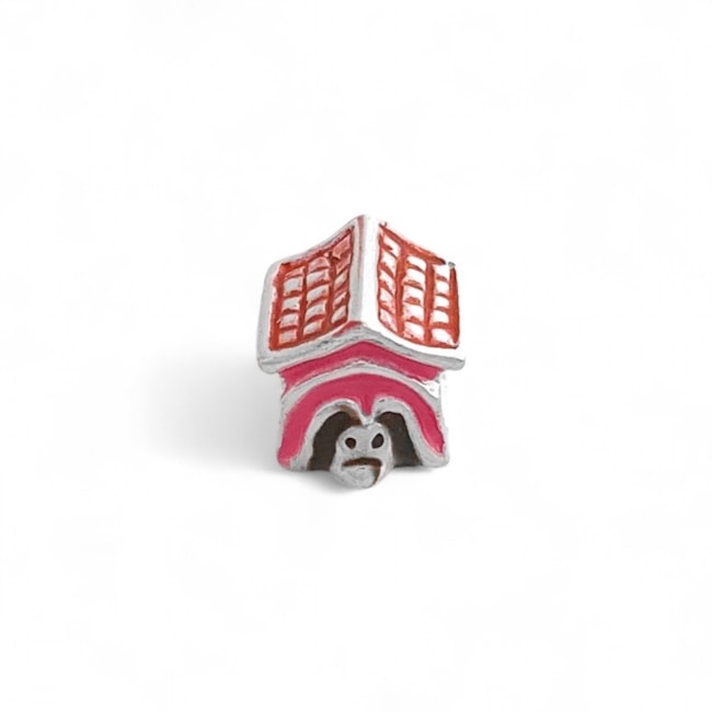 Berloque Casinha de Cachorro Rosa e Vermelho Resinado 