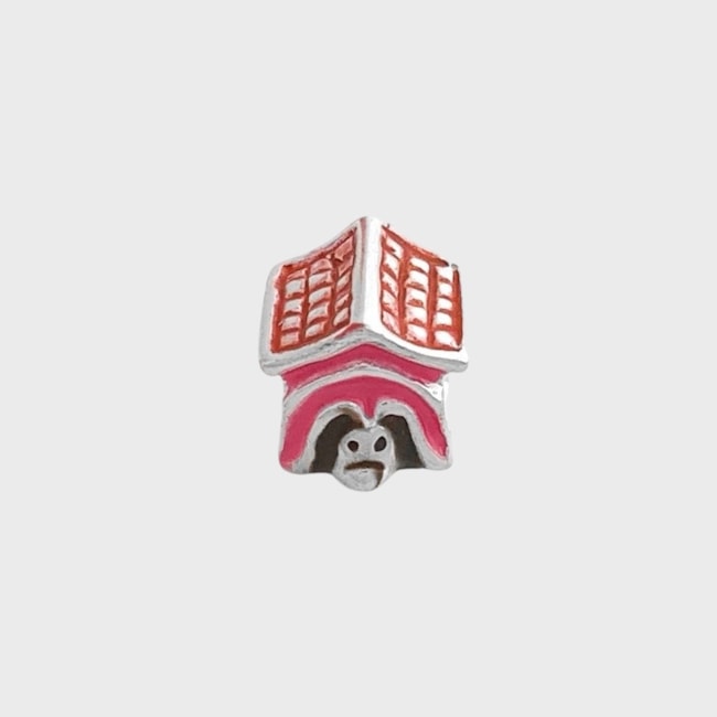 Berloque Casinha de Cachorro Rosa e Vermelho Resinado 