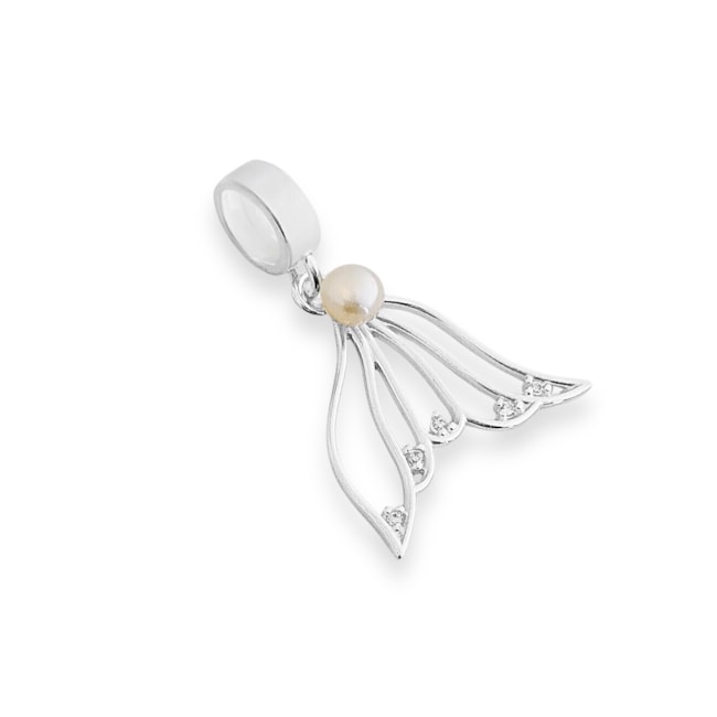 Berloque Cauda de Sereia Vazada com Pérola e Zircônia Cristal 