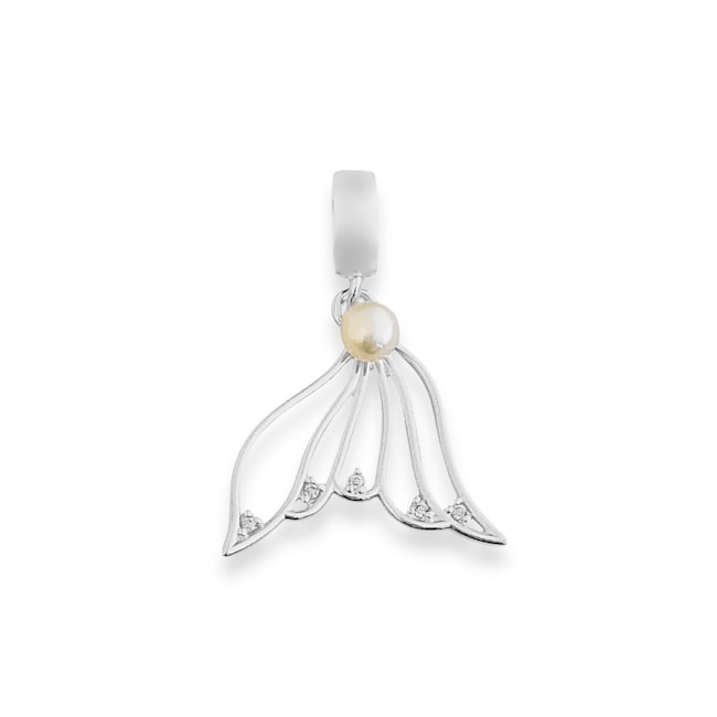 Berloque Cauda de Sereia Vazada com Pérola e Zircônia Cristal 