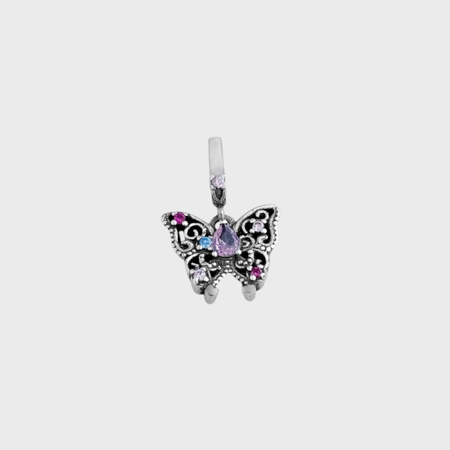 Berloque de Borboleta com Zircônias Coloridas 