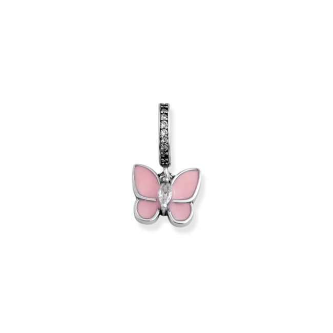 Berloque de Borboleta Rosa Resinado com Zircônias
