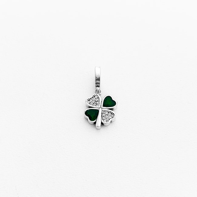 Berloque de Trevo Verde com Zircônias