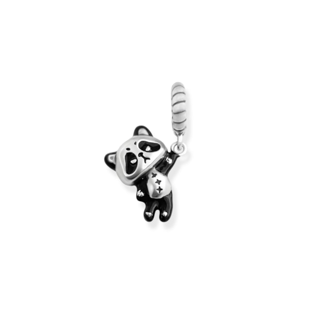 Berloque Envelhecido de Panda com Contra Argola 