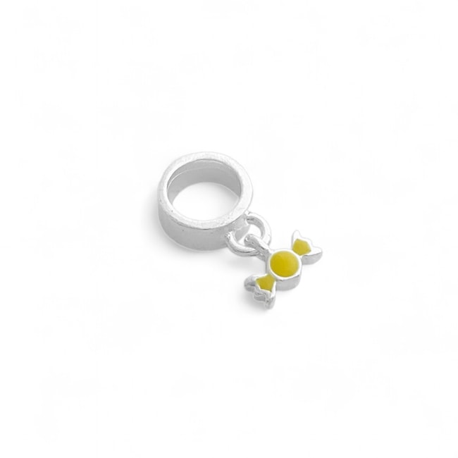 Berloque Mini Bala Amarelo Resinado 