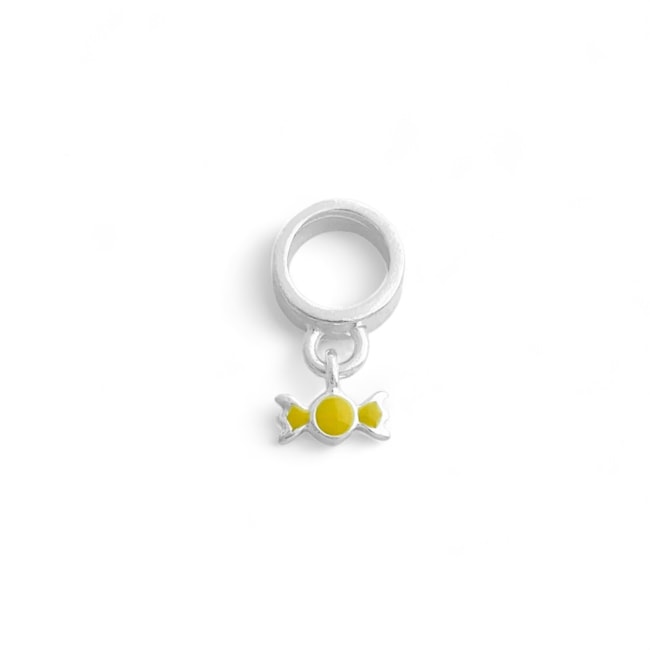 Berloque Mini Bala Amarelo Resinado 