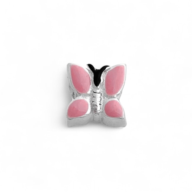 Berloque Separador Borboleta Rosa Resinado 