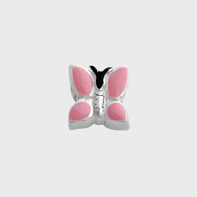 Berloque Separador Borboleta Rosa Resinado 