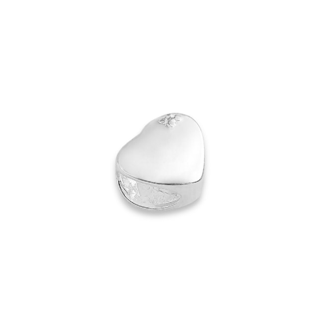 Berloque Separador Coração Liso com Uma Zircônia Cristal 