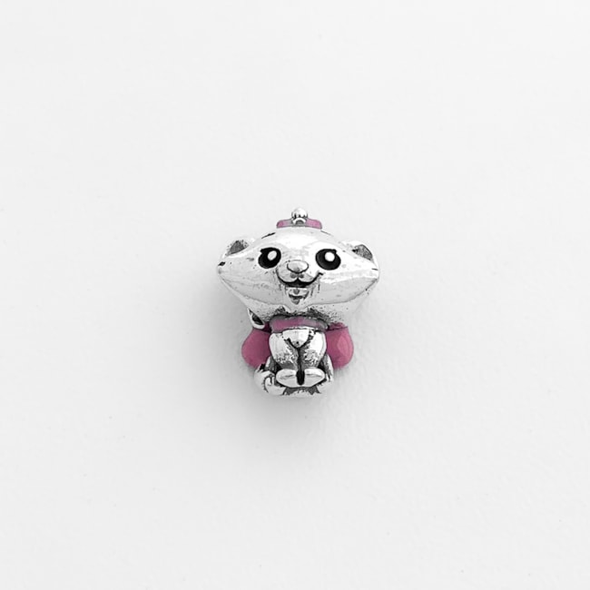 Berloque Separador de Gatinha com Laço Rosa 
