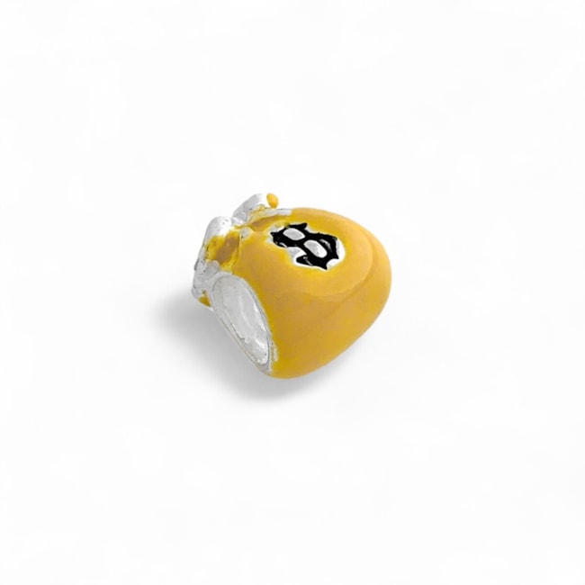 Berloque Separador Saco de Dinheiro Amarelo Resinado 