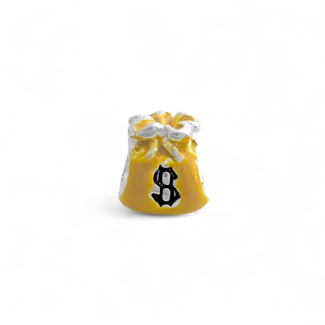 Berloque Separador Saco de Dinheiro Amarelo Resinado 