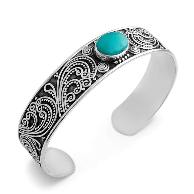 Bracelete Boho com Pedra Turquesa Oval