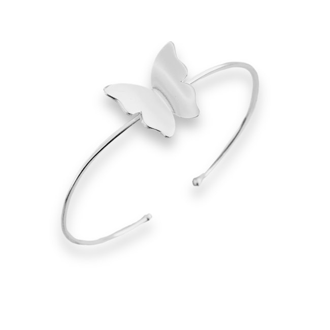 Bracelete Branco com Borboleta Lisa  