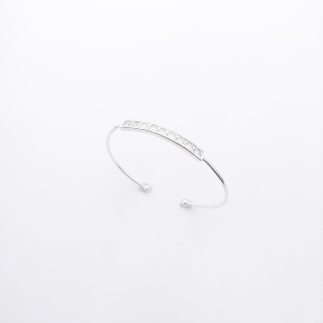 Bracelete Branco com Zircônias Cristal Cravejada 