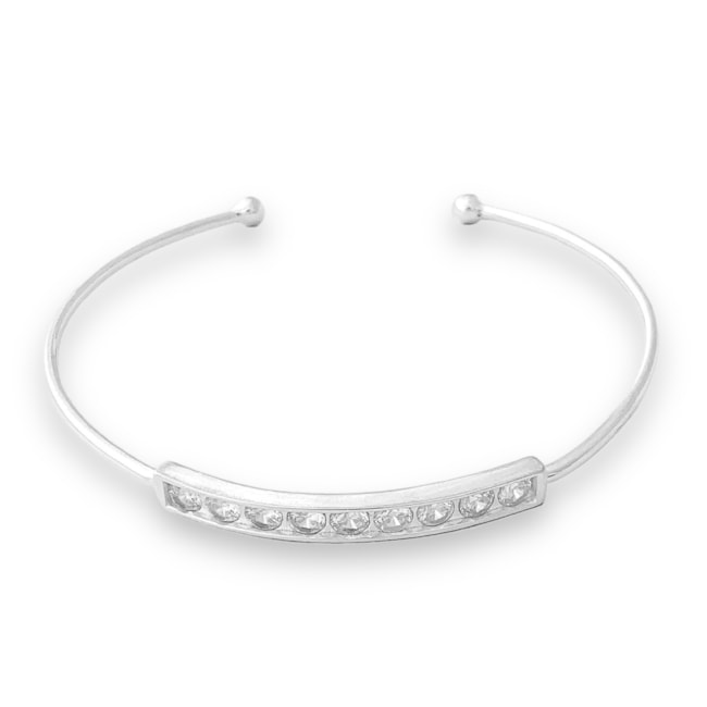 Bracelete Branco com Zircônias Cristal Cravejada 