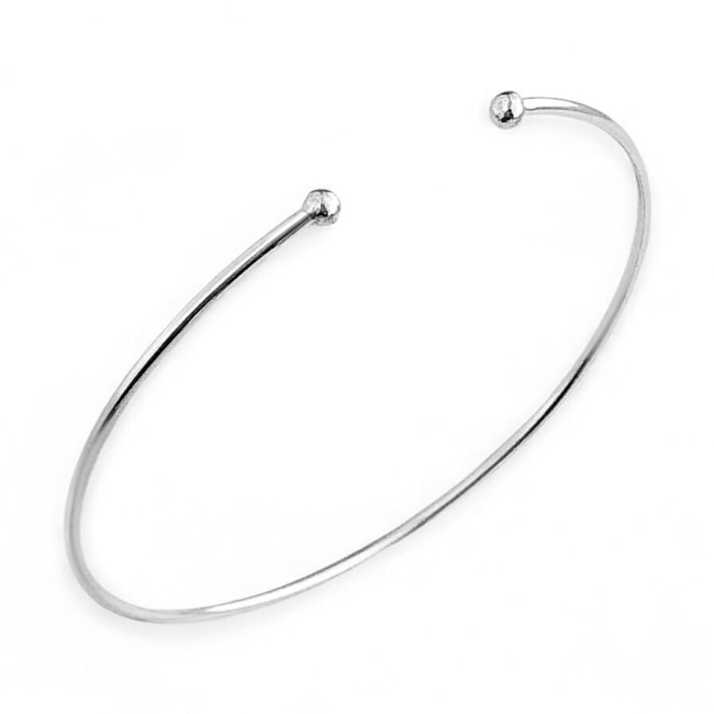 Bracelete Branco Liso Aberto Ajustável  