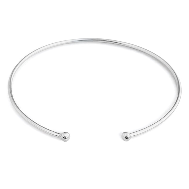 Bracelete Branco Liso Aberto Ajustável  