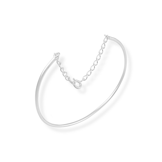 Bracelete Branco Liso com Extensor e Fecho 