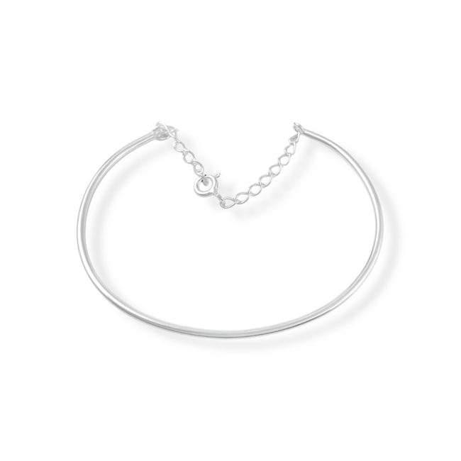 Bracelete Branco Liso com Extensor e Fecho 