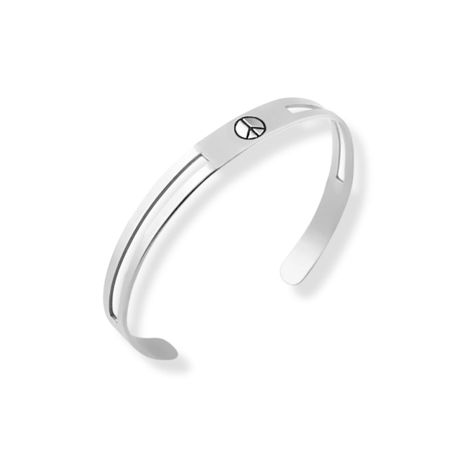 Bracelete com Aro Vazado e Símbolo da Paz