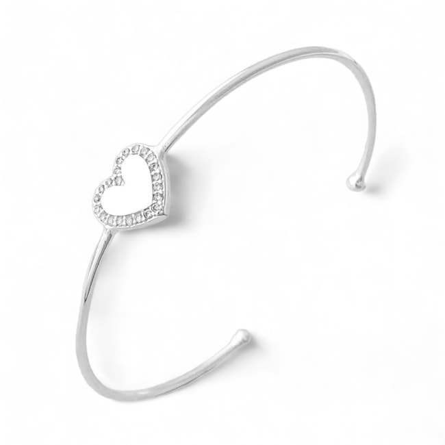 Bracelete com Coração Cravejado de Zircônia Ajustável 