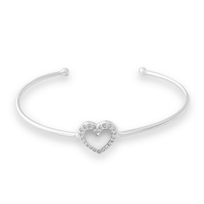 Bracelete com Coração Cravejado de Zircônia Ajustável 