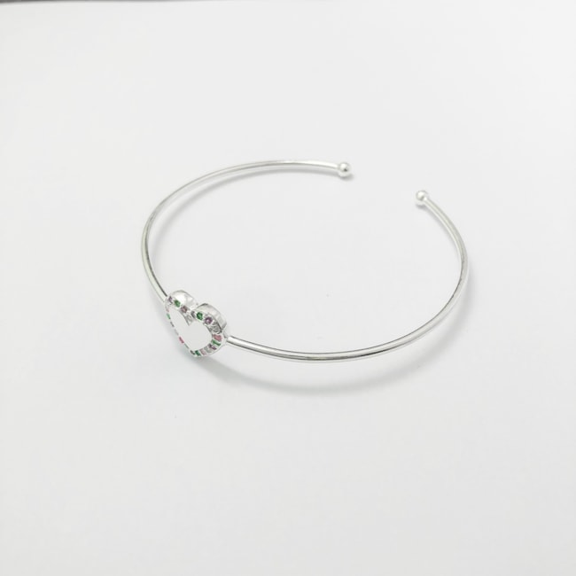 Bracelete com Coração Cravejado de Zircônias Coloridas